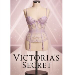 Victoria's Secret Lavender Floral Embroidered Bustier